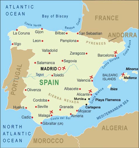 map of Spain and Playa Flamenca