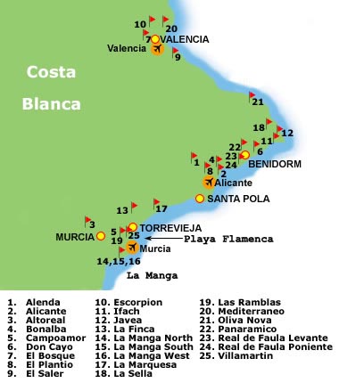 Costa Blanca golf map